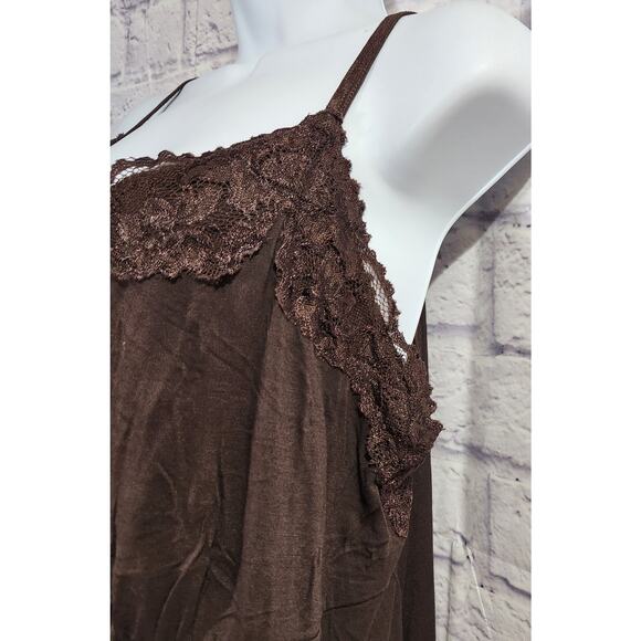 Lane Bryant Brown Lace Detail Adjustable Spaghetti Strap Tank Top 18 20 Soft - Picture 3 of 5